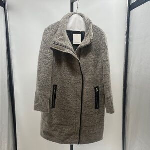 Calvin Klein Gray Wool-Blend Asymmetrical Zip Pea Coat